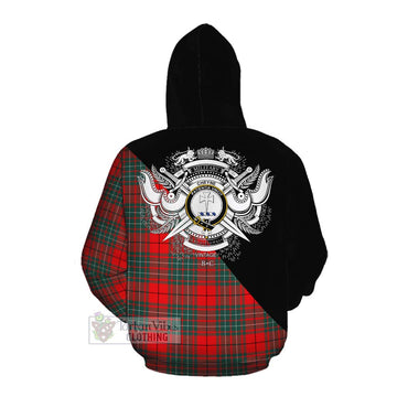 Cheyne Tartan Cotton Hoodie with Family Crest and Military Logo Style