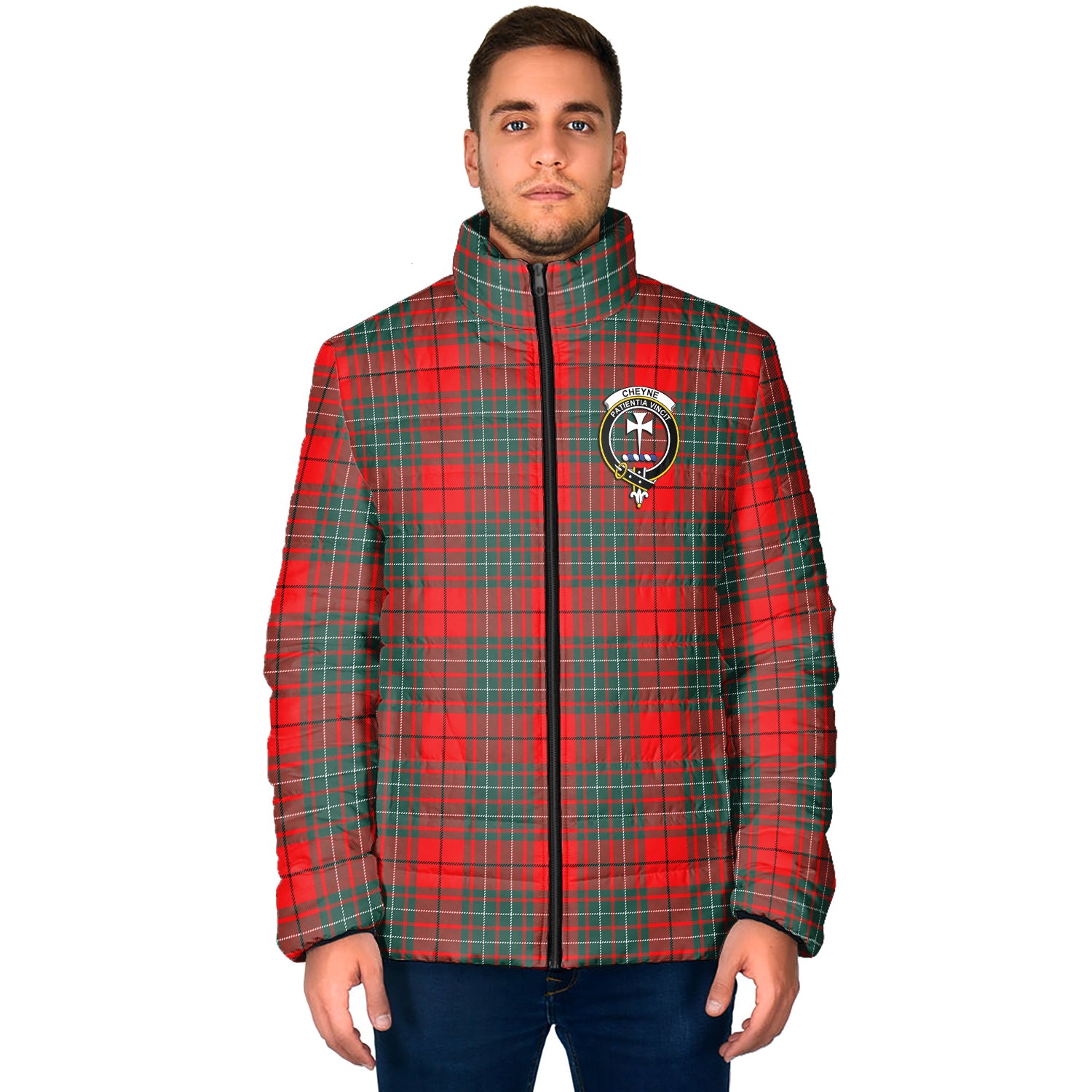 Cheyne Tartan Padded Jacket with Family Crest - Tartan Vibes Clothing