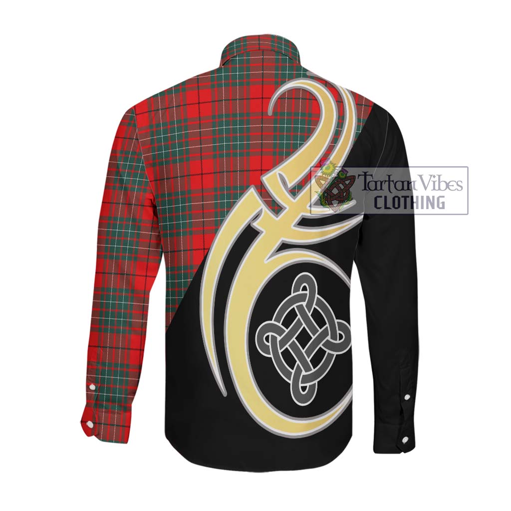 Cheyne Tartan Long Sleeve Button Shirt with Family Crest and Celtic Symbol Style Men's Shirt - Tartan Vibes Clothing