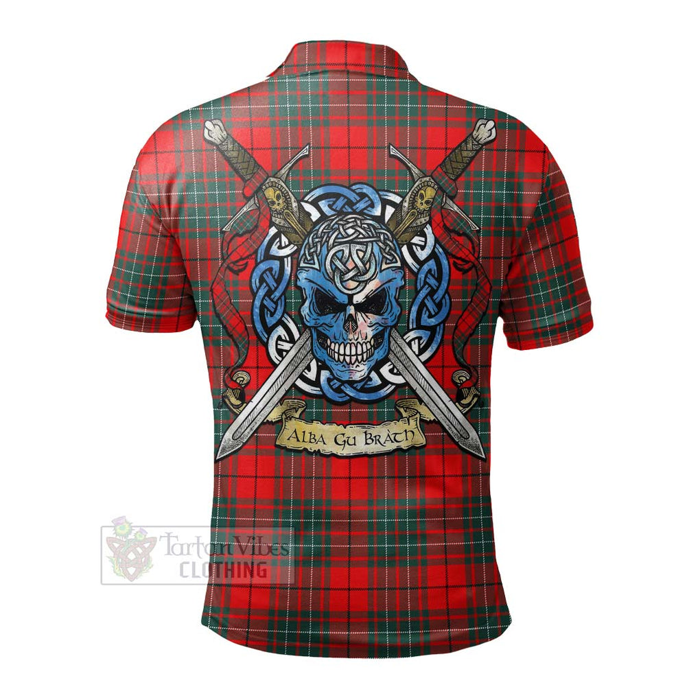 Tartan Vibes Clothing Cheyne Tartan Polo Shirt with Family Crest Celtic Skull Style