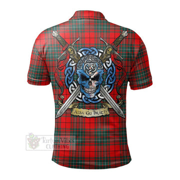 Cheyne Tartan Polo Shirt with Family Crest Celtic Skull Style