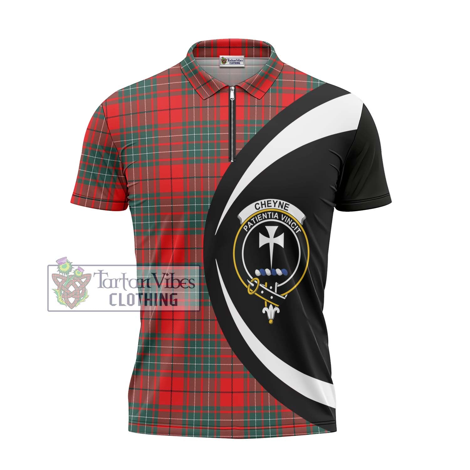 Tartan Vibes Clothing Cheyne Tartan Zipper Polo Shirt with Family Crest Circle Style