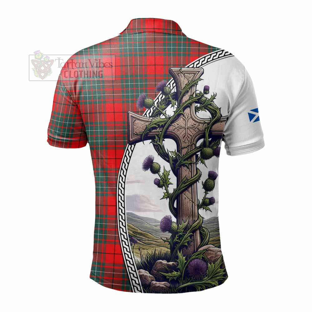 Tartan Vibes Clothing Cheyne Tartan Polo Shirt with Family Crest and St. Andrew's Cross Accented by Thistle Vines