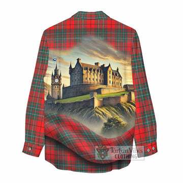 Cheyne Tartan Family Crest Women's Casual Shirt with Scottish Ancient Castle Style - Tartan Vibes Clothing