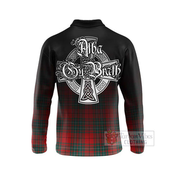 Cheyne Tartan Long Sleeve Polo Shirt Featuring Alba Gu Brath Family Crest Celtic Inspired