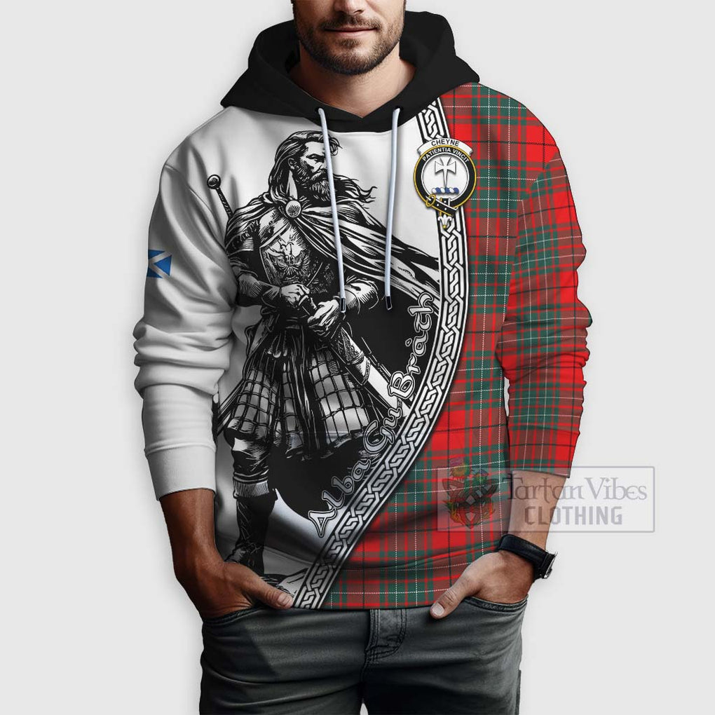 Tartan Vibes Clothing Cheyne Tartan Clan Crest Hoodie with Highlander Warrior Celtic Style