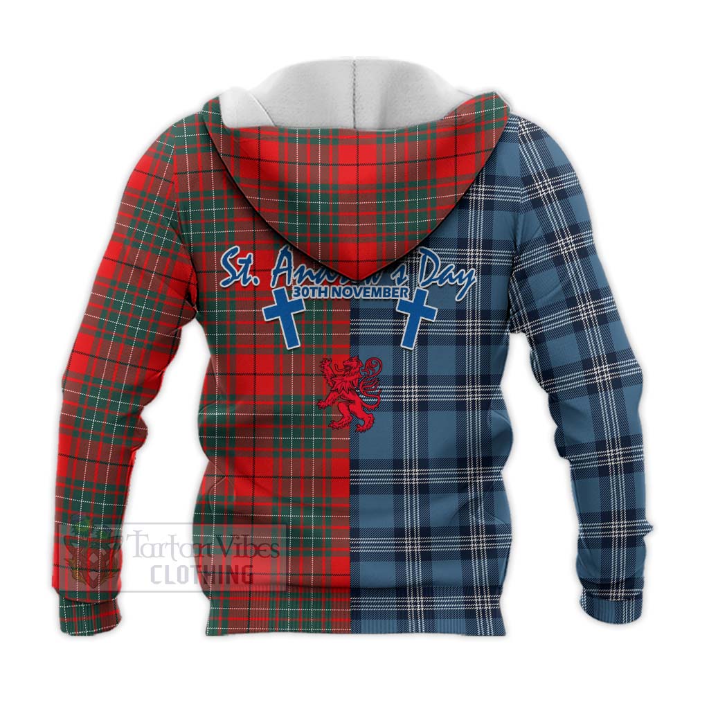 Tartan Vibes Clothing Cheyne Tartan Knitted Hoodie Happy St. Andrew's Day Half Tartan Style