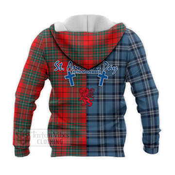 Cheyne Tartan Knitted Hoodie Happy St. Andrew's Day Half Tartan Style