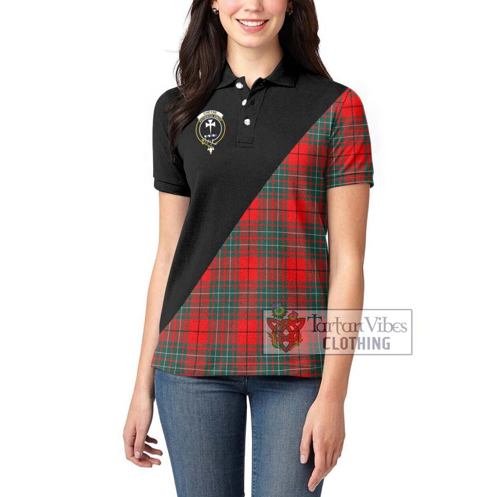 Cheyne Tartan Women's Polo Shirt with Family Crest and Military Logo Style - Tartanvibesclothing Shop