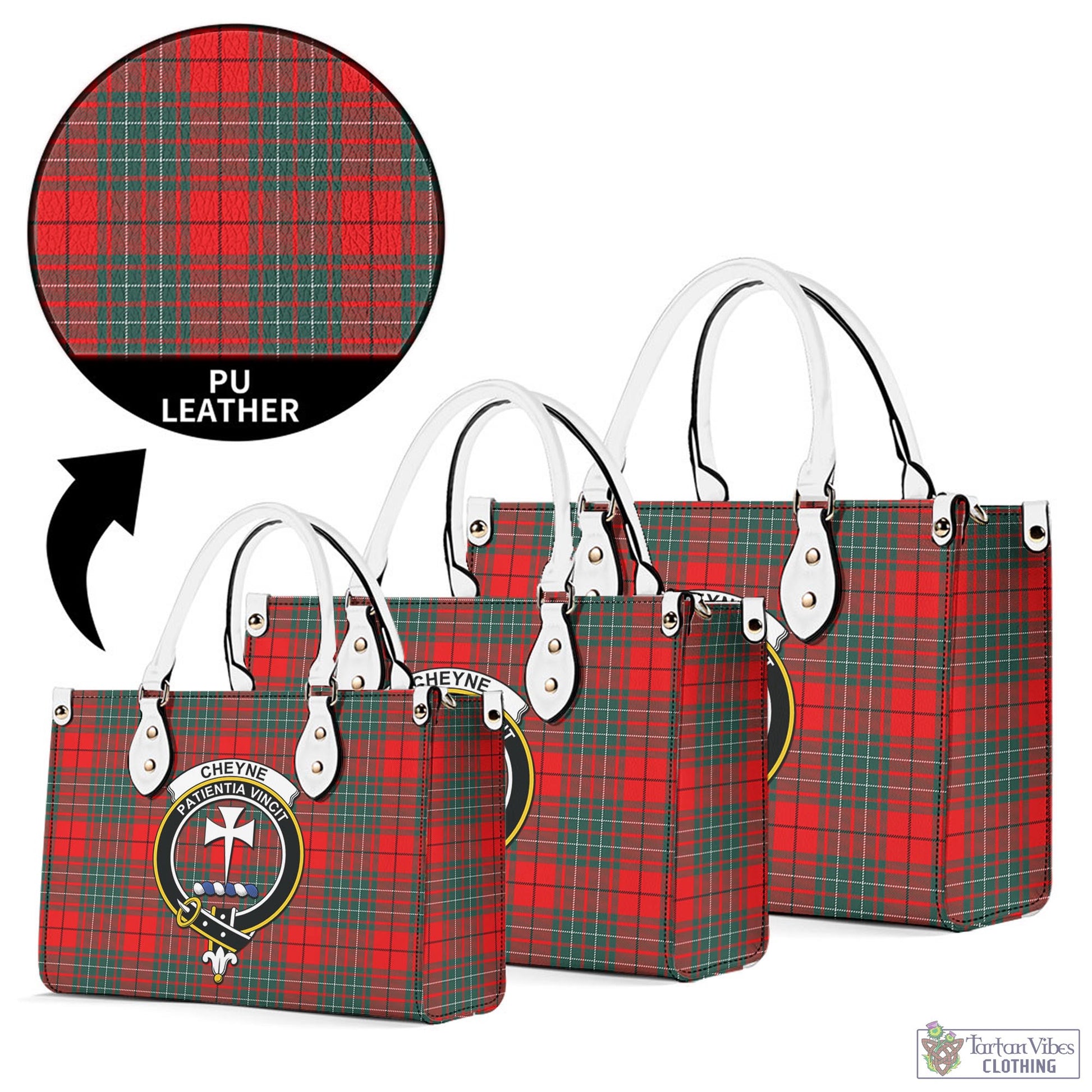 Tartan Vibes Clothing Cheyne Tartan Luxury Leather Handbags with Family Crest