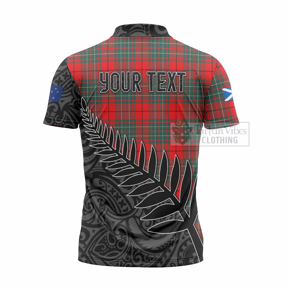 Tartan Vibes Clothing Cheyne Crest Tartan Zipper Polo Shirt with New Zealand Silver Fern Half Style