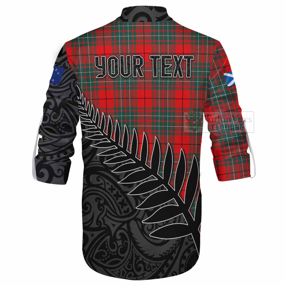 Tartan Vibes Clothing Cheyne Crest Tartan Ghillie Kilt Shirt with New Zealand Silver Fern Half Style