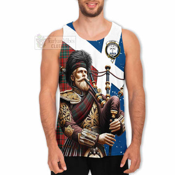 Cheyne Tartan Men's Tank Top with Family Crest Scottish Bagpiper Vibes