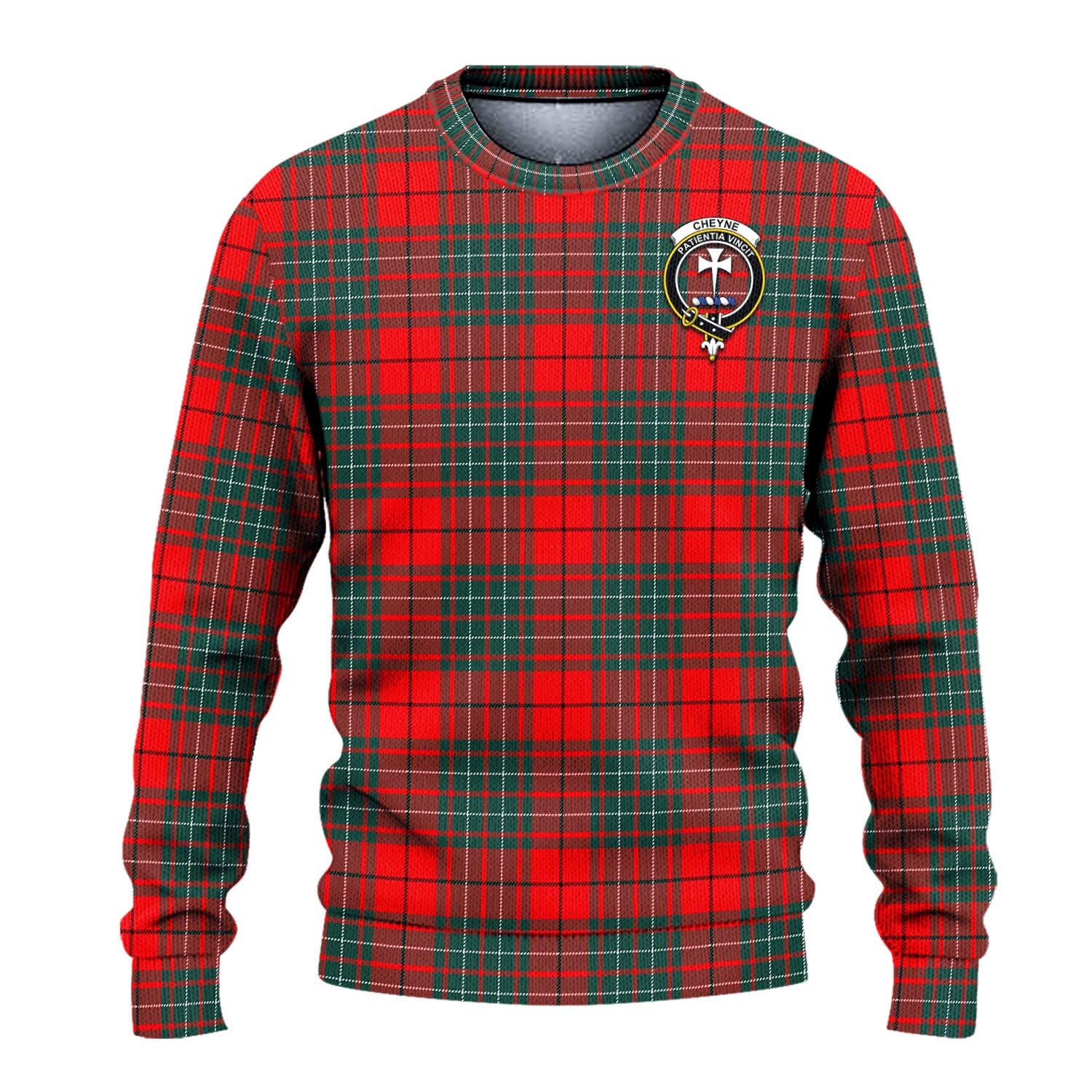 Cheyne Tartan Knitted Sweater with Family Crest - Tartanvibesclothing