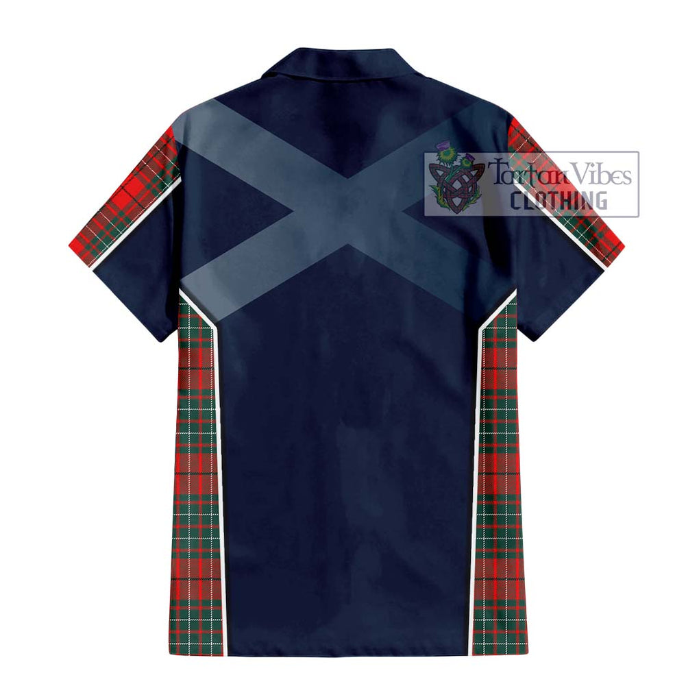 Cheyne Tartan Short Sleeve Button Shirt with Family Crest and Lion Rampant Vibes Sport Style - Tartan Vibes Clothing