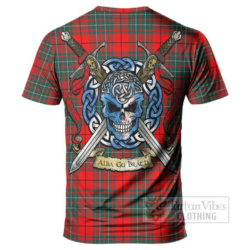 Cheyne Tartan T-Shirt with Family Crest Celtic Skull Style