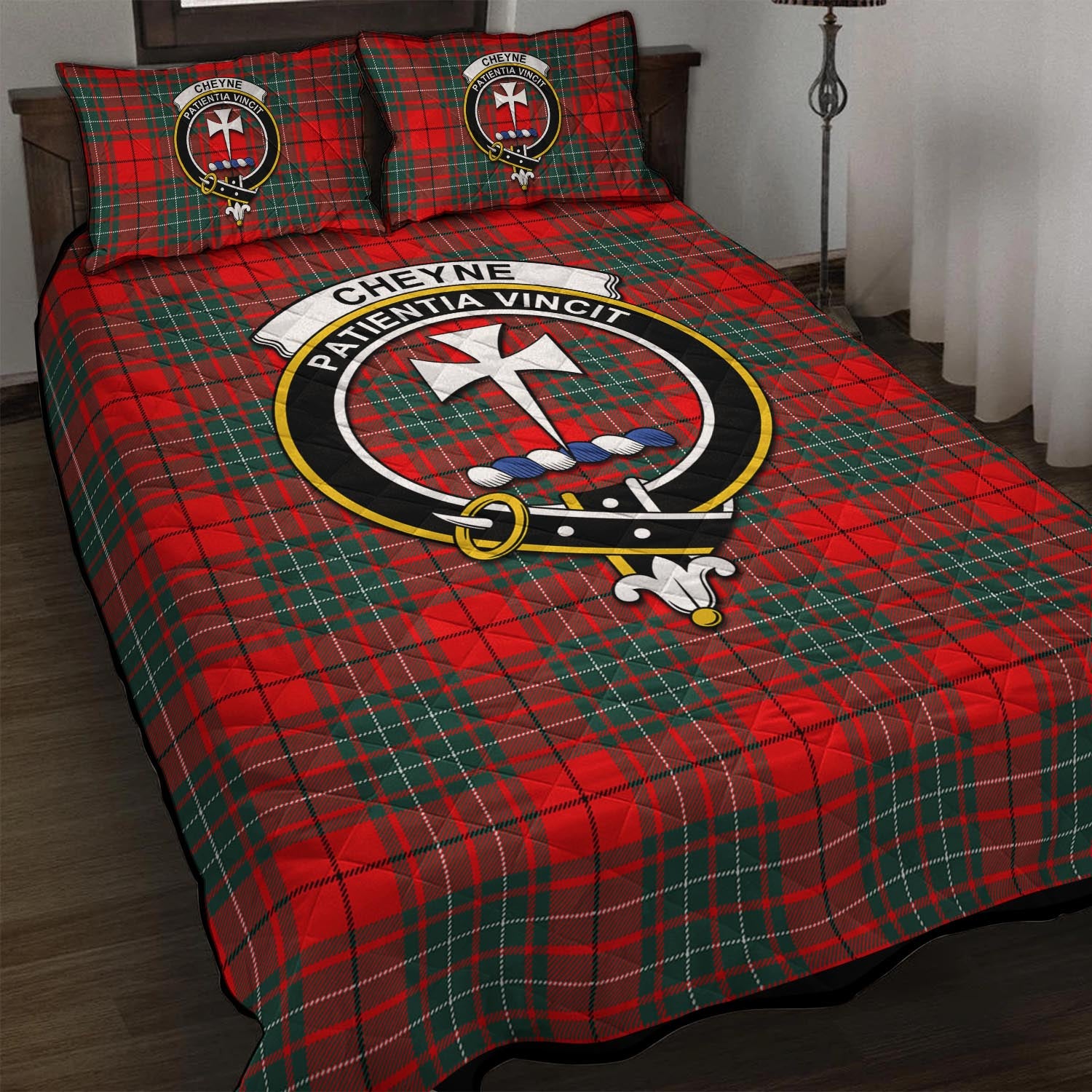 Cheyne Tartan Quilt Bed Set with Family Crest - Tartan Vibes Clothing