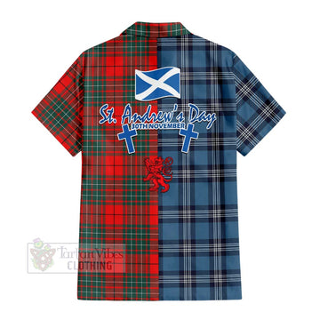 Cheyne Tartan Short Sleeve Button Shirt Happy St. Andrew's Day Half Tartan Style