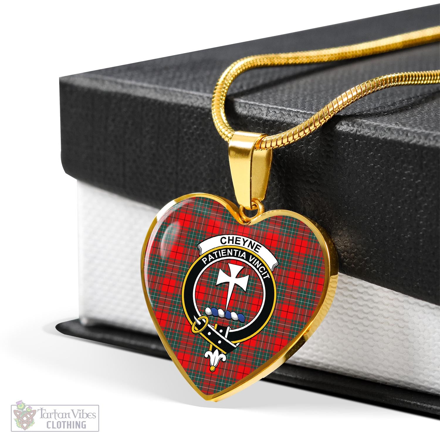 Tartan Vibes Clothing Cheyne Tartan Heart Necklace with Family Crest