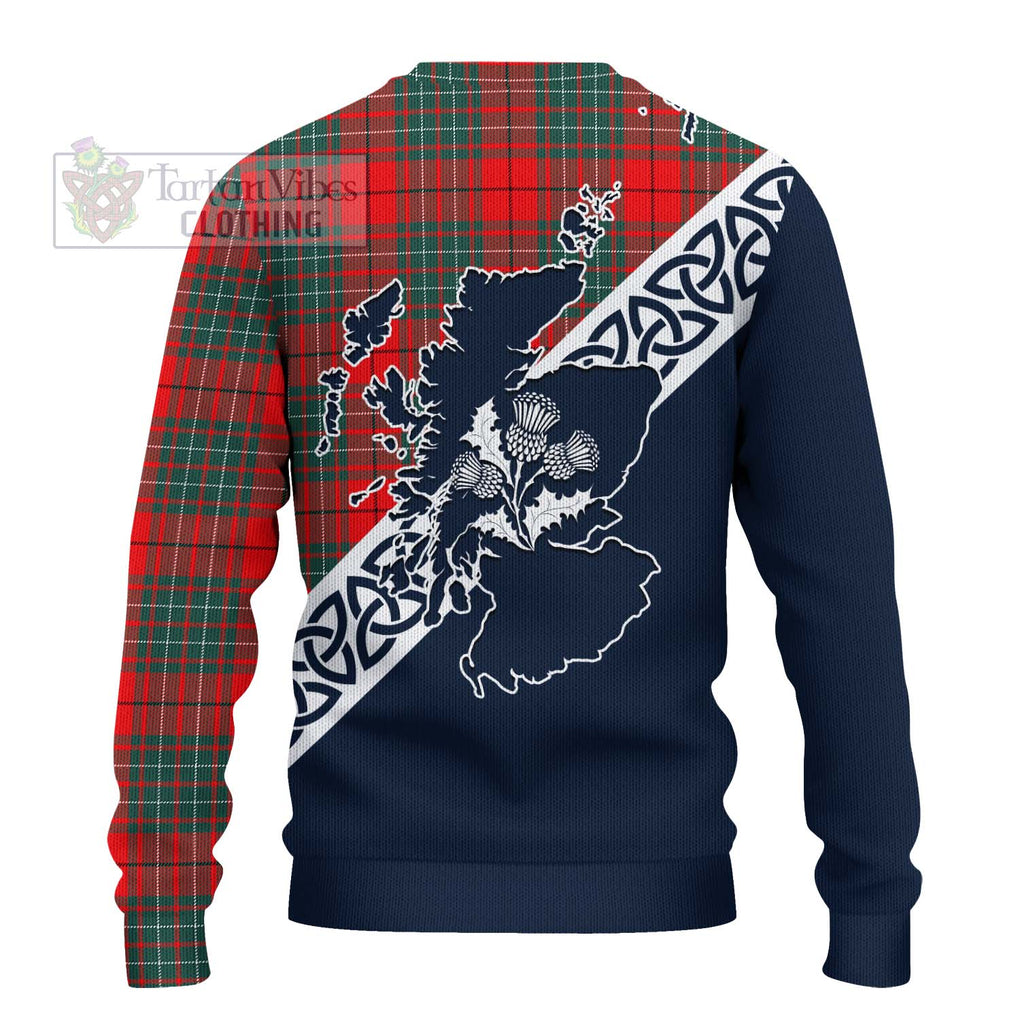 Tartan Vibes Clothing Cheyne Tartan Knitted Sweater Featuring Thistle and Scotland Map