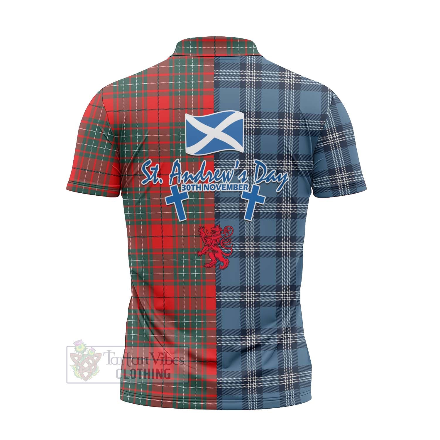 Tartan Vibes Clothing Cheyne Tartan Zipper Polo Shirt Happy St. Andrew's Day Half Tartan Style