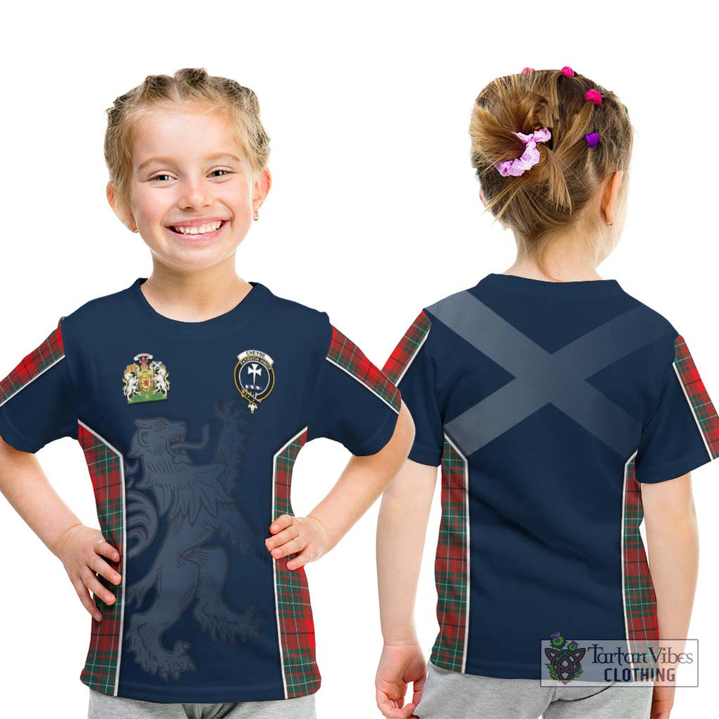 Cheyne Tartan Kid T-Shirt with Family Crest and Lion Rampant Vibes Sport Style - Tartan Vibes Clothing