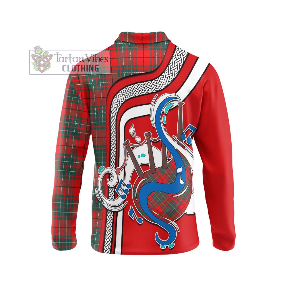 Tartan Vibes Clothing Cheyne Tartan Long Sleeve Polo Shirt with Epic Bagpipe Style