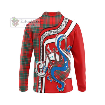 Cheyne Tartan Long Sleeve Polo Shirt with Epic Bagpipe Style