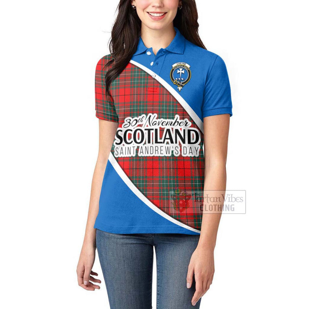 Tartan Vibes Clothing Cheyne Family Crest Tartan Women's Polo Shirt Celebrate Saint Andrew's Day in Style