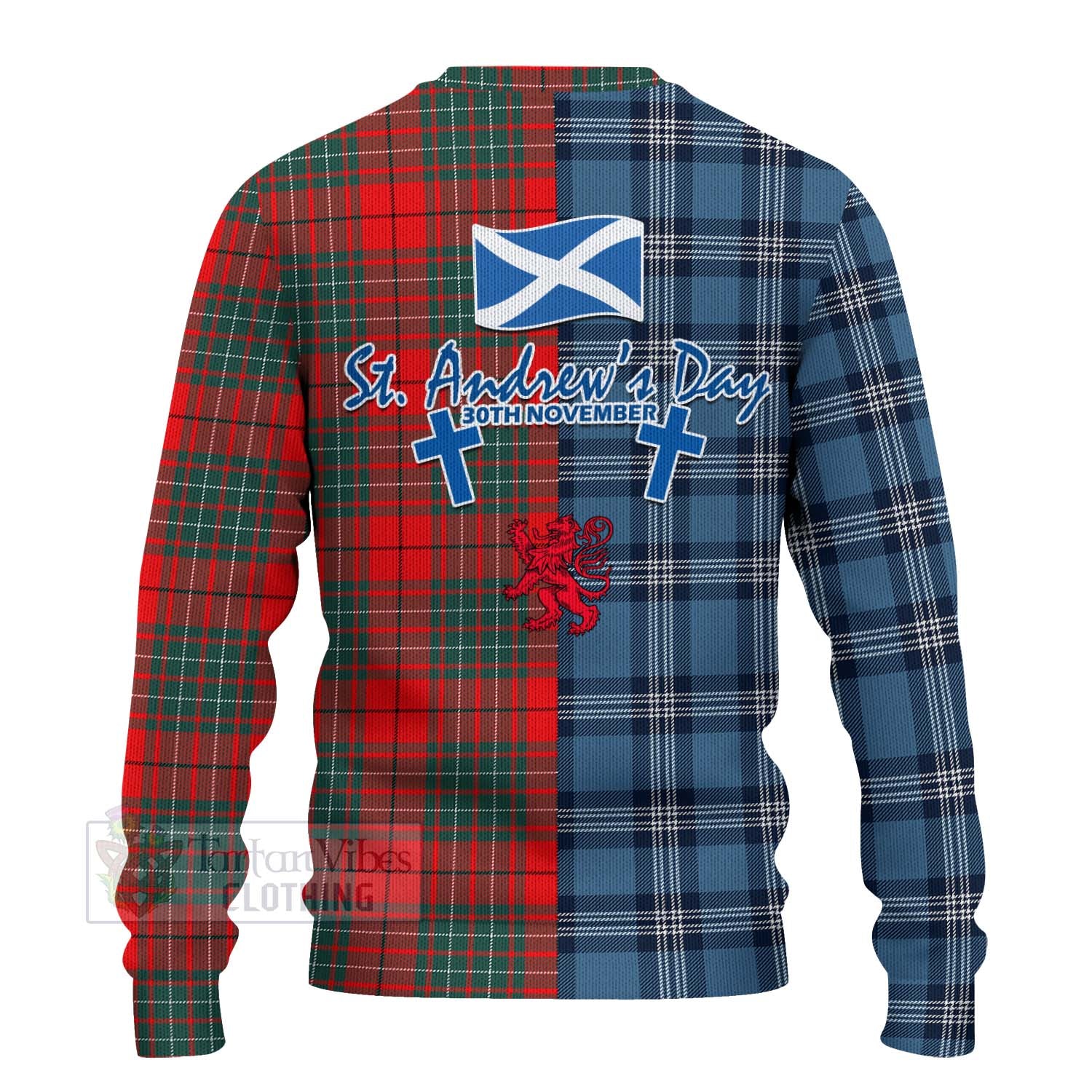 Tartan Vibes Clothing Cheyne Tartan Knitted Sweater Happy St. Andrew's Day Half Tartan Style