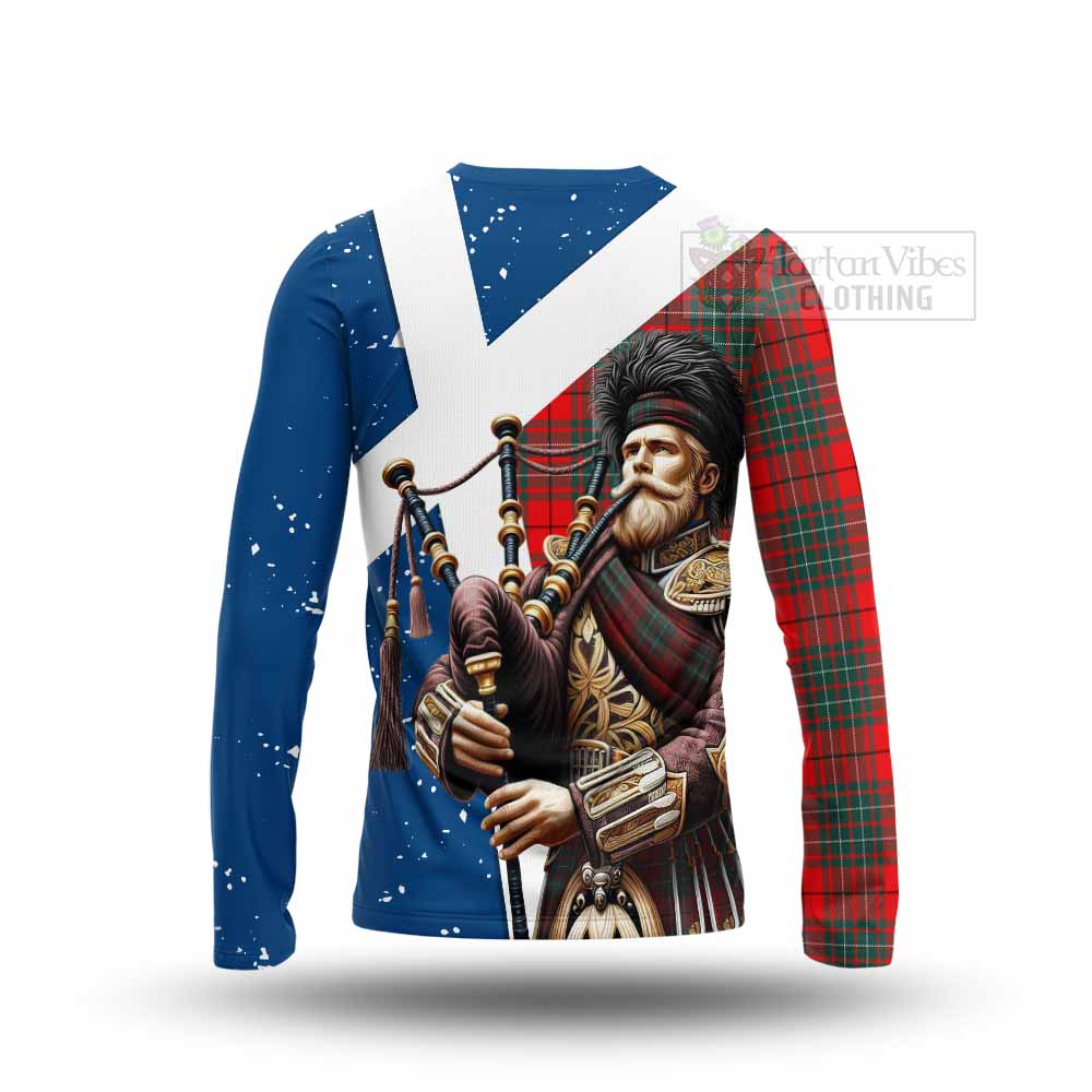 Tartan Vibes Clothing Cheyne Tartan Long Sleeve T-Shirt with Family Crest Scottish Bagpiper Vibes