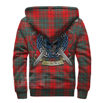 Cheyne Tartan Sherpa Hoodie with Family Crest Celtic Skull Style