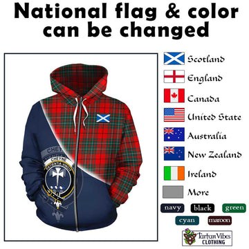 Cheyne Tartan Hoodie with Personalised National Flag and Family Crest Half Style