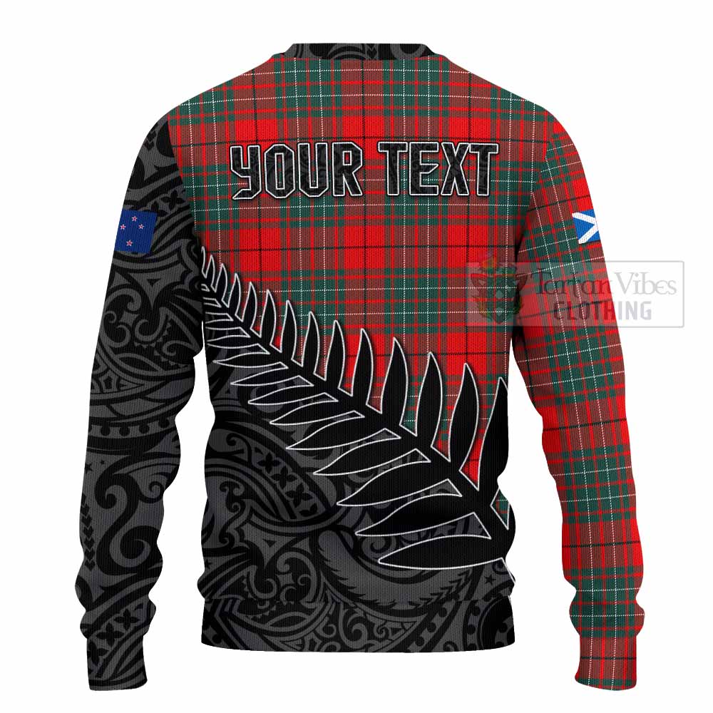 Tartan Vibes Clothing Cheyne Crest Tartan Knitted Sweater with New Zealand Silver Fern Half Style