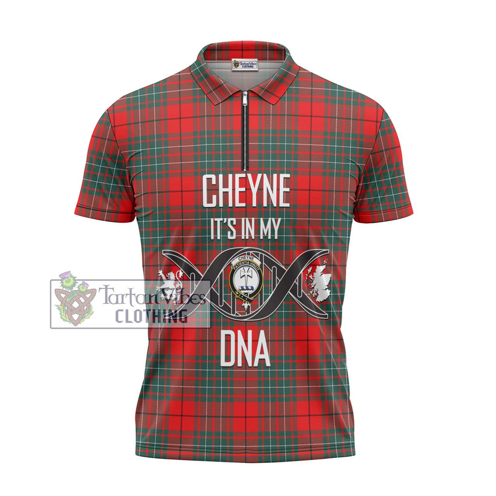 Cheyne Tartan Zipper Polo Shirt with Family Crest DNA In Me Style - Tartanvibesclothing Shop