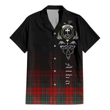 Cheyne Tartan Short Sleeve Button Up Shirt Featuring Alba Gu Brath Family Crest Celtic Inspired