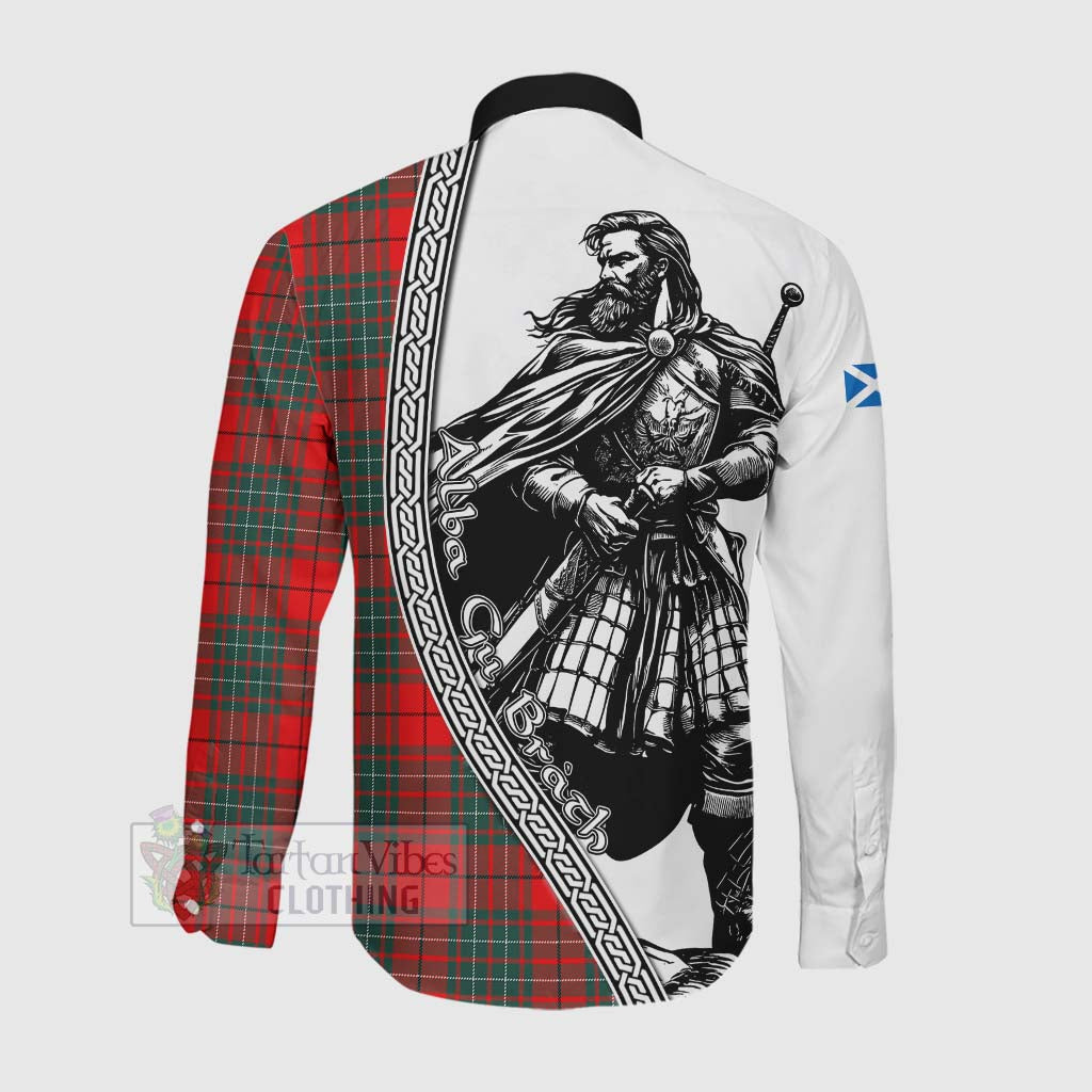 Tartan Vibes Clothing Cheyne Tartan Clan Crest Long Sleeve Button Shirt with Highlander Warrior Celtic Style