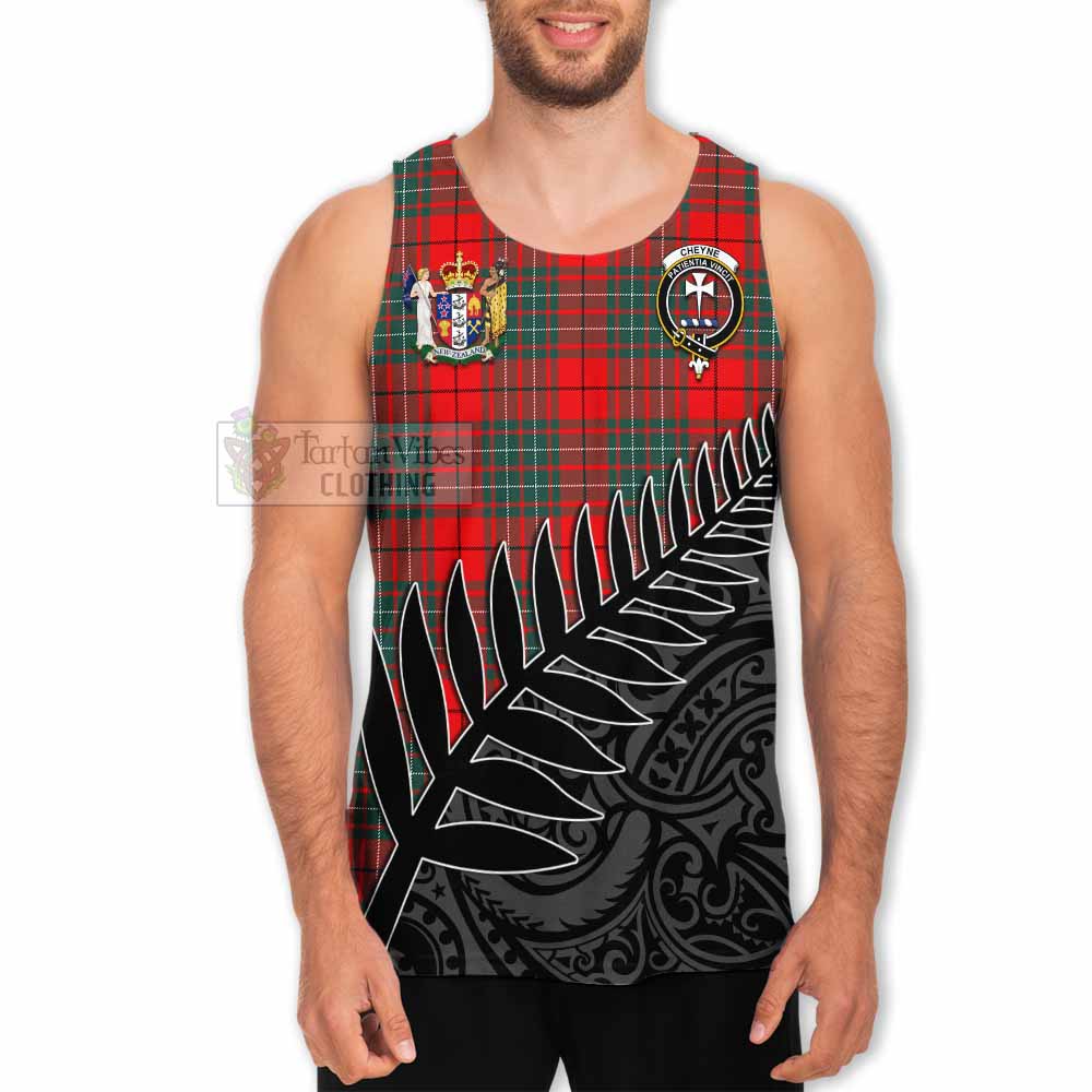 Tartan Vibes Clothing Cheyne Crest Tartan Men's Tank Top with New Zealand Silver Fern Half Style