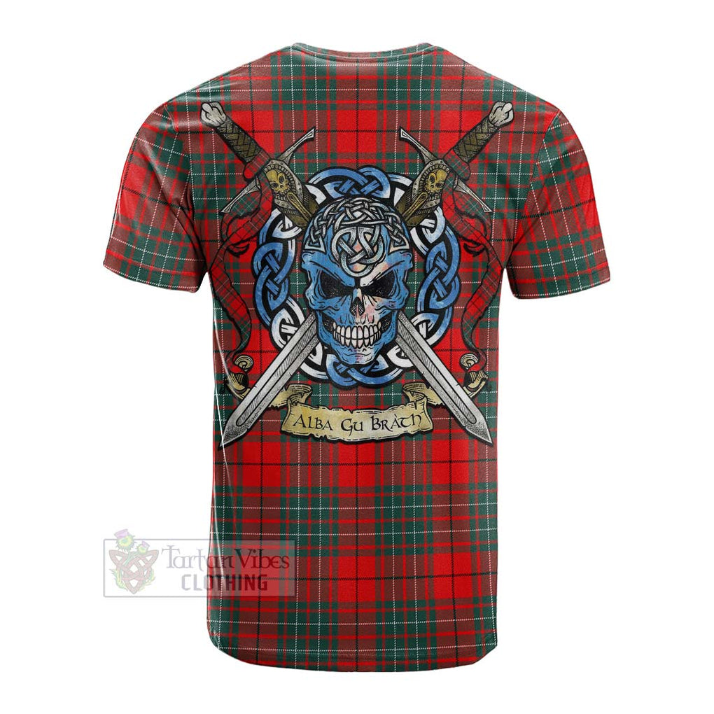 Tartan Vibes Clothing Cheyne Tartan Cotton T-shirt with Family Crest Celtic Skull Style