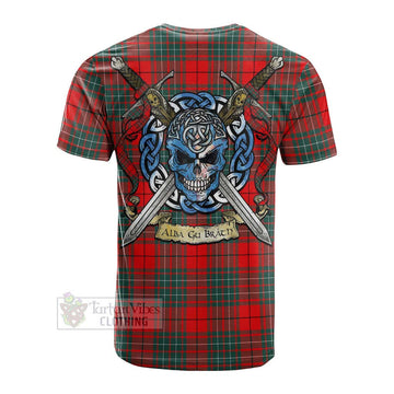 Cheyne Tartan Cotton T-shirt with Family Crest Celtic Skull Style