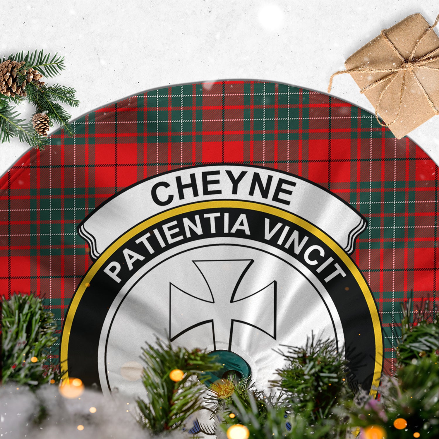 Cheyne Tartan Christmas Tree Skirt with Family Crest - Tartanvibesclothing