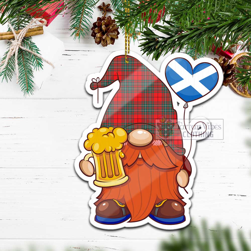 Tartan Vibes Clothing Cheyne Tartan Gnome Holding Beer Glass Christmas Ornament with Personalized National Flag