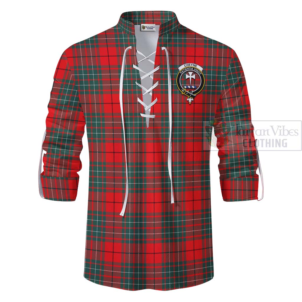 Tartan Vibes Clothing Cheyne Tartan Ghillie Kilt Shirt with Family Crest Celtic Skull Style