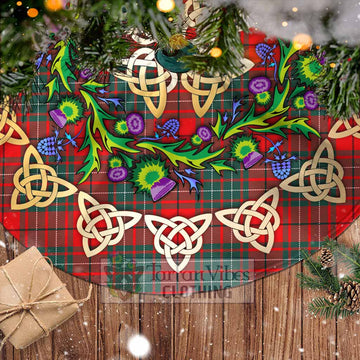 Cheyne Tartan Christmas Tree Skirt with Thistle Celtic Knot Style