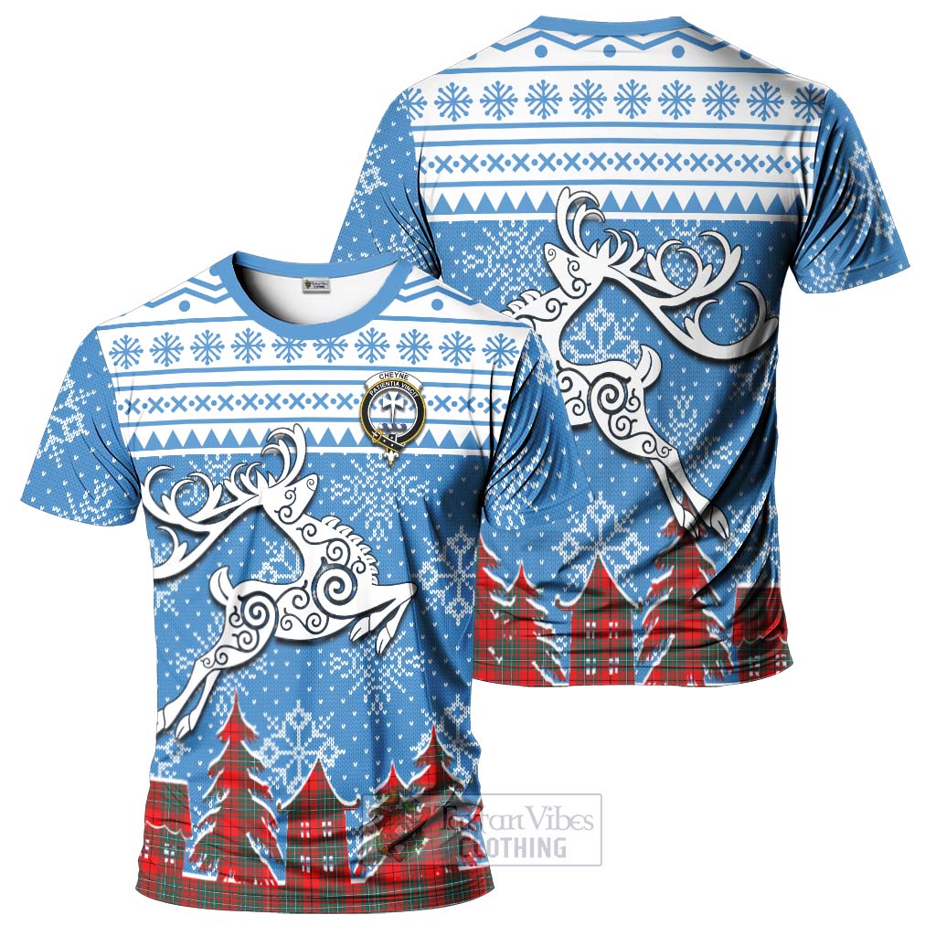 Tartan Vibes Clothing Cheyne Clan Christmas T-Shirt Celtic Reindeer Style