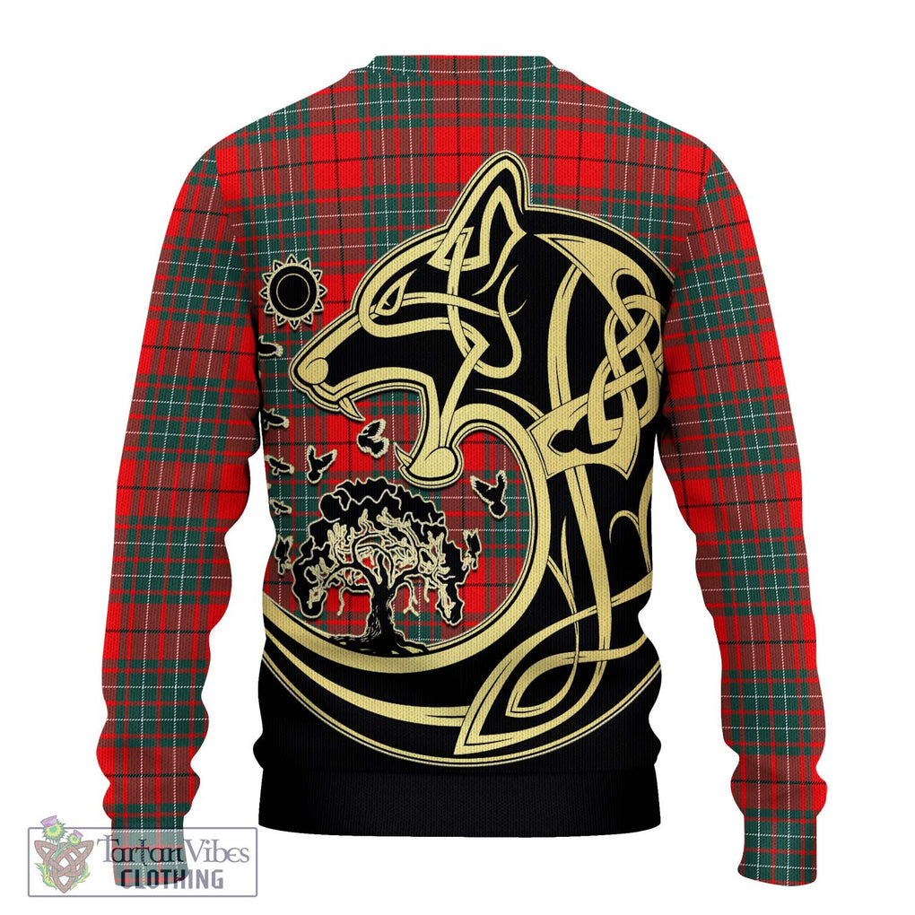 Cheyne Tartan Knitted Sweater with Family Crest Celtic Wolf Style - Tartan Vibes Clothing