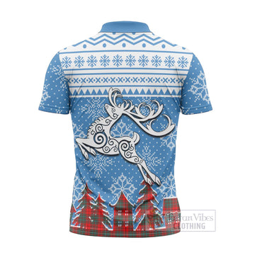 Cheyne Clan Christmas Zipper Polo Shirt Celtic Reindeer Style