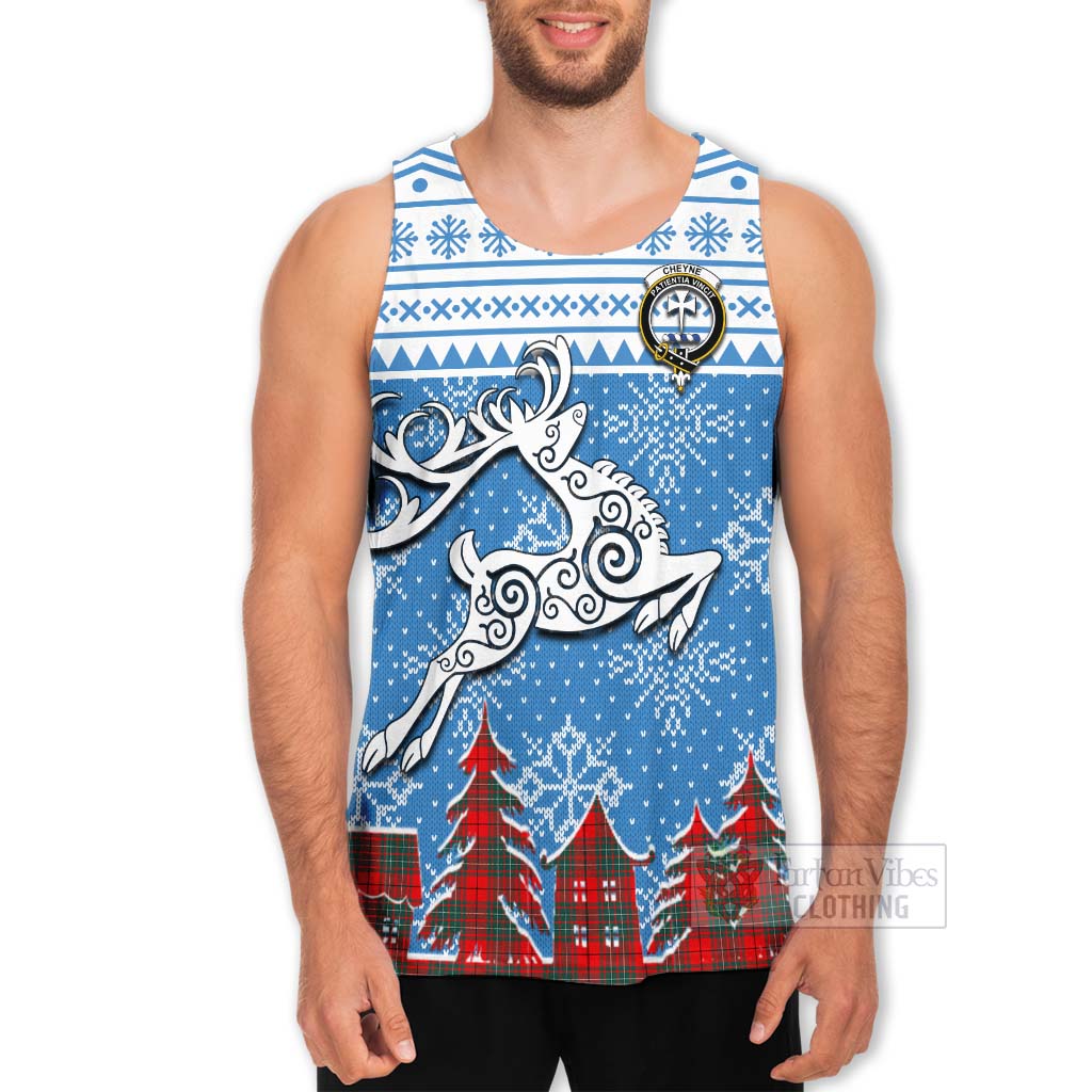 Tartan Vibes Clothing Cheyne Clan Christmas Men's Tank Top Celtic Reindeer Style