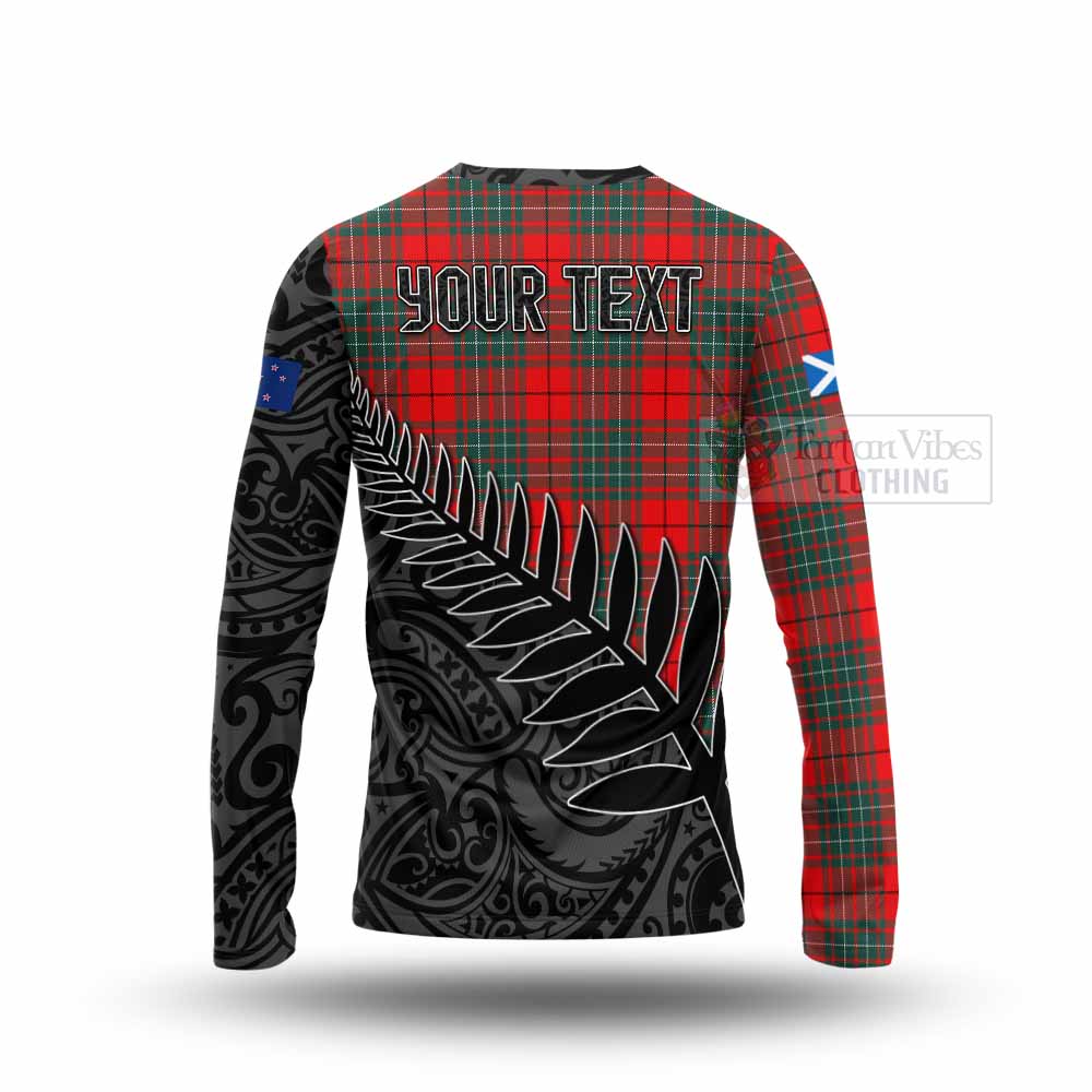 Tartan Vibes Clothing Cheyne Crest Tartan Long Sleeve T-Shirt with New Zealand Silver Fern Half Style