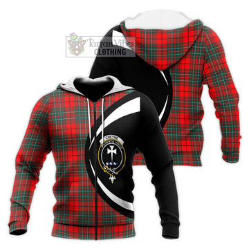 Cheyne Tartan Knitted Hoodie with Family Crest Circle Style